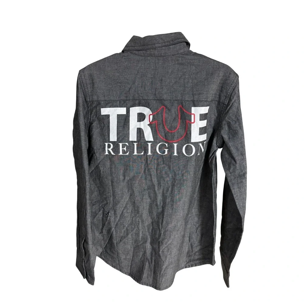 Kids True‎ Religion Gray Long Sleeve Button Up Shirt Size S